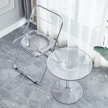 Обеденные стулья из прозрачного хрусталя sillas de comedor, Модный складной стул, стул для макияжа, стул для фотосъемки, мебель для стульев со спинкой 3