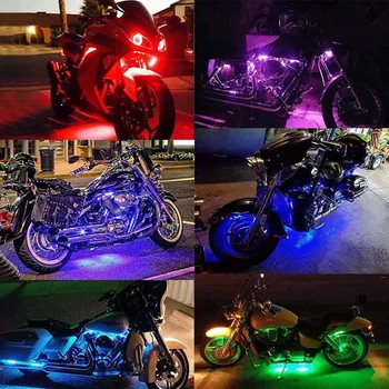 Окружающий светильник для автомобиля мотоцикла RGB Foot Light 12 в 1 Пульт дистанционного управления Auto Universal 120 светодиодных бусин Светодиодная лента Атмосферный светильник 3
