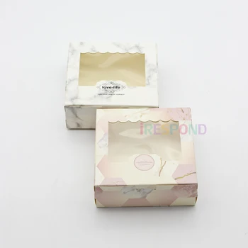 Подарочные коробки для конфет на свадьбу, кексов, сувенирной коробки, Бумажная упаковка для окон, печенья, День рождения, Белый Розовый Мраморный картон 3