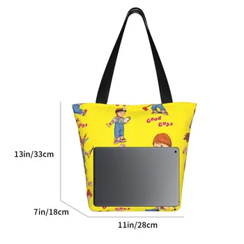 Пользовательские мультяшные Хорошие парни Кукла Чаки Холщовые сумки для покупок Женские портативные Продуктовые Детские игровые сумки для покупок 3