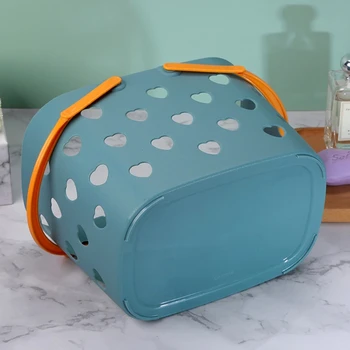 Портативная сумка для душа в форме сердца Полая Пластиковая корзина для хранения с ручкой Органайзер для ванной комнаты Кухонные Принадлежности 3