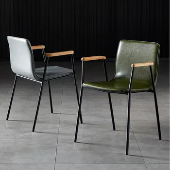 Простой обеденный стул с откидной спинкой, Современный дизайнерский офисный стул в стиле ЛОФТ из железа в скандинавском ретро-индустриальном стиле, высококлассный кофейный стул 3