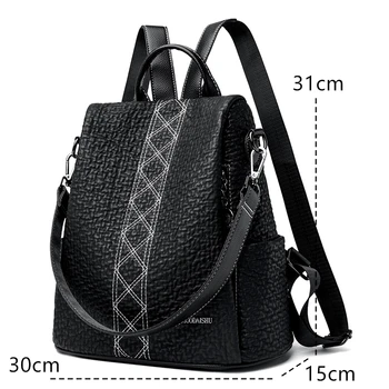 Противоугонный рюкзак из качественной кожи, женская мода, женский дорожный рюкзак большой емкости, школьная сумка для девочек, mochila feminina 3