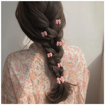Розовая заколка для волос love, заколка для волос sweet girl flower, маленькая заколка для челки fresh peach, модная заколка с бантиком сбоку 3