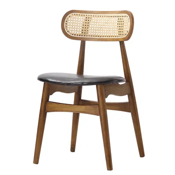 Скандинавский дизайнерский стул Ins со спинкой, имитирующей ротанг, из массива дерева, стулья для кафе, учебы, отдыха, обеденные стулья для разных сценариев использования 3