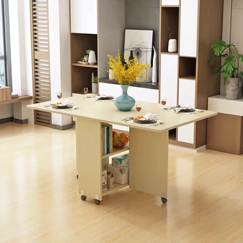 Складной обеденный стол для кухонной мебели Simple Asy Многофункциональный Выдвижной Массивный Обеденный стол на 4-6 Персон 3