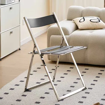 Современные минималистичные Обеденные стулья С металлическими Ножками, Экономящие пространство Уличные кресла для отдыха, Дизайнерская Складная мебель для дома Sillas De Comedor 3