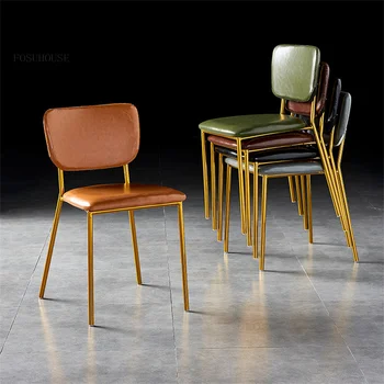 Современные минималистичные кожаные обеденные стулья для кухонной мебели, Дизайнерский обеденный стул из фланели, Складывающиеся стулья со спинкой 3
