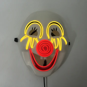Хэллоуин неоновые светящиеся улыбающиеся маски световой индикатор клоун Маска загораются Rave партии Маска костюм реквизит 3