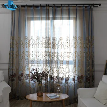 Шторы 2019 Европейская Цветочная ширма с вышивкой, Тюль для спальни, гостиной, балкона, Занавески из прозрачной ткани с отделкой из вуали 3