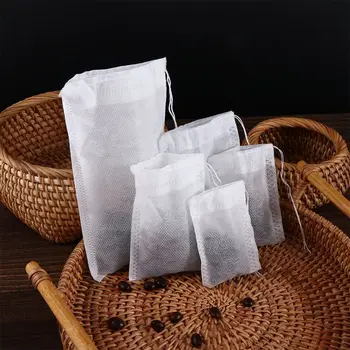 100 Шт Одноразовых чайных пакетиков Фильтровальные пакеты для заварки чая с уплотнителем из нетканого пищевого материала, фильтры для специй, пакетики для чая 4