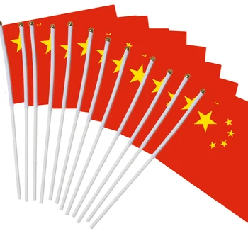 14x21cm 10шт Маленький китайский флаг, размахивающие вручную флаги с Пластиковыми Флагштоками, Парад Активности, Спортивное Украшение дома NC005 4