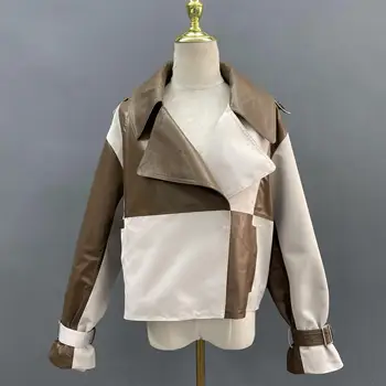 2023 Дубленка для женщин Кожаная куртка Зима Весна Мото Байкерская верхняя одежда 4