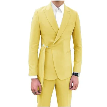 2023 Мужские костюмы, куртка с серым отворотом, льняное модное мужское пальто на заказ, элегантные повседневные официальные костюмы, приталенный блейзер, Только 1 куртка 4