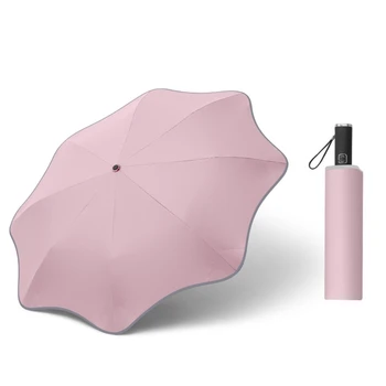 2023 Новая Креативная форма цветка Автоматический Складной УФ-зонт Защита от Солнца и дождя Портативный Ветрозащитный Волновой Компактный Зонт 4