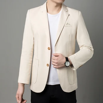 2023 новая мужская хлопковая корейская версия, модный деловой джентльмен в британском стиле, повседневный тонкий свадебный блейзер 4