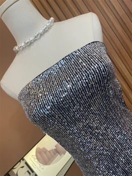 2023 новое модное выдолбленное платье без бретелек с блестками для женщин, тонкое сексуальное женское мини-платье для вечеринки в ночном клубе Y3652 4