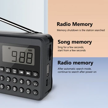 FM / AM / SW Elder MP3-радио Двойная антенна полнодиапазонный MP3-плеер Светодиодный цифровой дисплей Поддержка 2.1 каналов USB-накопитель / TF-карта 4