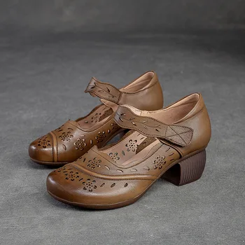 GKTINOO / 2023, Весна-осень, Новая обувь на платформе из натуральной кожи в стиле ретро, женские туфли-лодочки, Обувь с мягкой подошвой на высоком каблуке, Женские дизайнеры 4