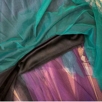 Kimotimo, нерегулярные сетчатые юбки, женские летние разноцветные лоскутные контрастные пышные длинные юбки трапециевидной формы, французская винтажная праздничная одежда 4
