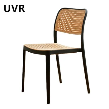 UVR Высококачественные ресторанные стулья, уличные пластиковые стулья из искусственного ротанга, спинки для дома, Офисные стулья, Штабелируемые обеденные стулья 4
