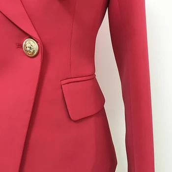 Высококачественная новейшая дизайнерская куртка 2023 года, женский классический двубортный металлический блейзер со львиными пуговицами, приталенный блейзер кораллового цвета 4