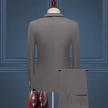 Высококачественный новый мужской костюм, платье в британском стиле, строгий эластичный костюм, роскошный модный тонкий костюм, костюм-двойка, пальто, брюки 4