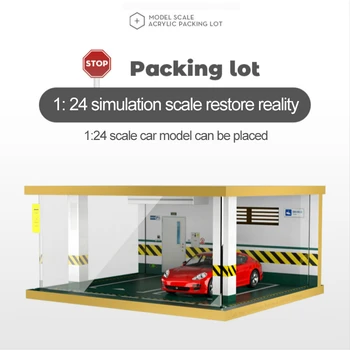 Две парковочные витрины модели 1: 24, ящик для хранения, Пылезащитная коробка, модель сцены, имитирующая подземный гараж, Светодиодная подсветка 4