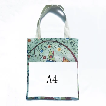 Двусторонняя мультяшная Прозрачная Голубая Цветочная сумка для покупок в супермаркете с листьями для девочек, женская сумка-тоут, холщовые женские сумки для покупок 4