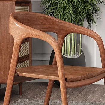 Деревянные обеденные стулья Минималистичный современный скандинавский сад для ожидания Ресторанные стулья с прозрачной спинкой эргономичная ресторанная мебель 4