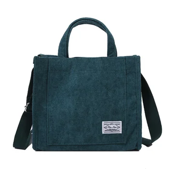 Женская вельветовая сумка на молнии, маленькая хлопковая холщовая сумочка, повседневная женская эко-сумка через плечо, винтажные сумки-мессенджеры 4