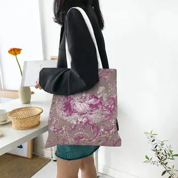 Женская сумка для покупок из вторсырья, холщовая сумка-тоут, прочные винтажные французские продуктовые сумки для покупок 4