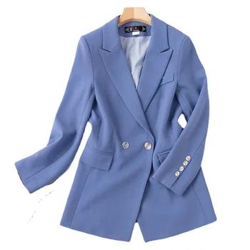 Женский костюм, новый стиль, модный синий OL, костюм для профессионального темперамента, женский костюм, брюки с девятью точками, комплект из двух предметов 4