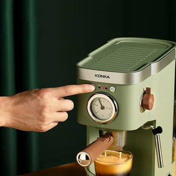 Итальянская кофемашина KONKA, вспениватель молока в зеленом стиле, кофеварка в порошковых капсулах для приготовления эспрессо, Кофейные напитки Maquina De Cafe 4