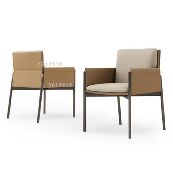 Итальянские Минималистичные Кожаные Обеденные стулья для кухни Nordic Light Роскошное кресло Mobile Sillas De Comedor Furniture FY20YH 4