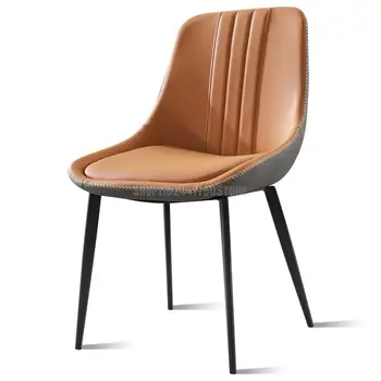 Итальянский минималистичный Вращающийся обеденный стул, Дизайнерский стул для домашнего стола, кожаный стул для ресторана в отеле, повседневный стул со спинкой 4