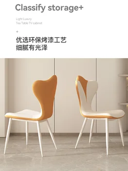 Итальянский роскошный обеденный стул, простой современный обеденный стол небольшого размера, онлайн-знаменитость, кремовый стул с ветровой спинкой, новинка 2022 года 4