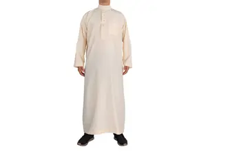 Кафтан Мусульманская мужская одежда со стоячим воротником, халат арабский с длинным рукавом 4
