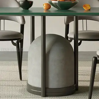 Кухонный обеденный стол, покрытый зеленым лаком для выпечки, рабочий стол из прочной углеродистой стали, массив дерева, прямоугольный стол Tavolo Pranzo Furniture 4