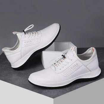Мужские туфли для гольфа из натуральной кожи, Черные, белые мужские кроссовки для гольфа, Кожаные мужские туфли для гольфа хорошего качества 4