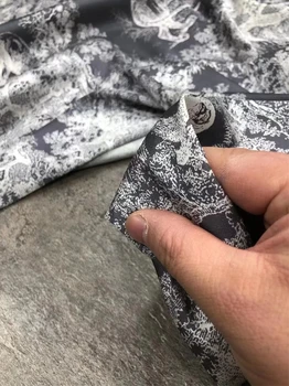Новая усовершенствованная саржевая эластичная шелковая ткань с принтом серого зверя, темпераментная рубашка, ткань до половины юбки, 50x140 см 4