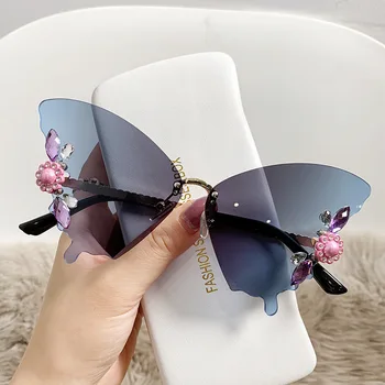 Новые винтажные солнцезащитные очки, женские градиентные зеркальные солнцезащитные очки без оправы, модные очки без оправы UV400 Oculos De Sol, индивидуальность 4