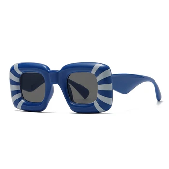 Новые модные Женские Квадратные солнцезащитные очки в полоску для мужчин, роскошные Брендовые дизайнерские Женские солнцезащитные очки, Винтажные очки оттенков UV400 Oculus 4