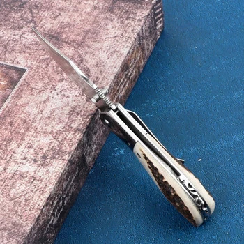 Новый продукт VG10 лезвие из дамасской стали с ручкой из оленьего рога складной тактический инструмент выживания для кемпинга и альпинизма EDC нож 4