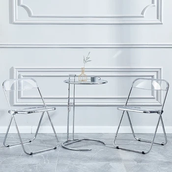 Обеденные стулья из прозрачного хрусталя sillas de comedor, Модный складной стул, стул для макияжа, стул для фотосъемки, мебель для стульев со спинкой 4