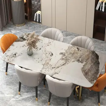 Обеденный стол с мраморной столешницей Дизайн стульев для ресторана Большой Семьи Современный минималистичный кухонный стол для ужина Итальянская мебель 4