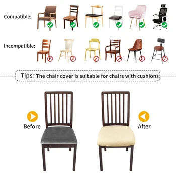 Однотонный эластичный чехол для стула, чехол для сиденья универсального размера, Съемные пылезащитные чехлы для обеденных стульев для гостиной, офисный набор 4