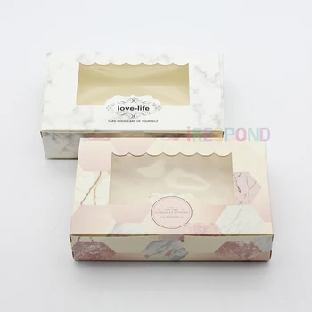 Подарочные коробки для конфет на свадьбу, кексов, сувенирной коробки, Бумажная упаковка для окон, печенья, День рождения, Белый Розовый Мраморный картон 4