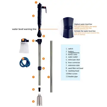 Практичный сифон для воды Инструмент для чистки Durabloe Инструмент для рыбы Насос для фильтрации воды Электрический Сифон для продажи 4