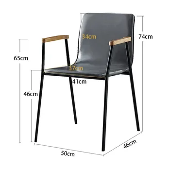 Простой обеденный стул с откидной спинкой, Современный дизайнерский офисный стул в стиле ЛОФТ из железа в скандинавском ретро-индустриальном стиле, высококлассный кофейный стул 4